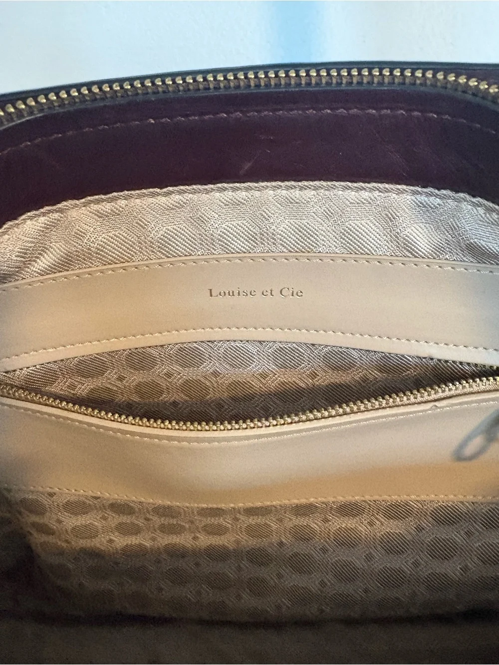 Louise et Cie Aubergine/Rosewood Leather Laptop Tote